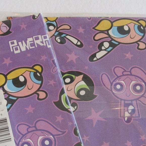 Vintage Gift Wrap Paper Power Puff Girls America Greetings Sealed Lot of 2 NOS - Picture 3 of 3